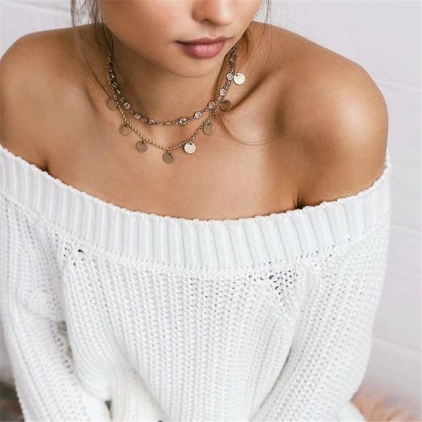 pendant necklaces fashion vintage transparent crystal gold circular sequins chain for women 2021 female collar multilevel jewelry, Silver
pendant necklaces fashion vintage transparent crystal gold circular sequins chain for women 2021 female collar multilevel jewelry, Silver