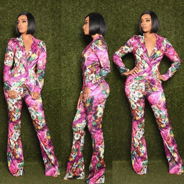 european and american women's fashion slim printed suit two-piece casual elegant temperament two piece pants, White
european and american women's fashion slim printed suit two-piece casual elegant temperament two piece pants, White
