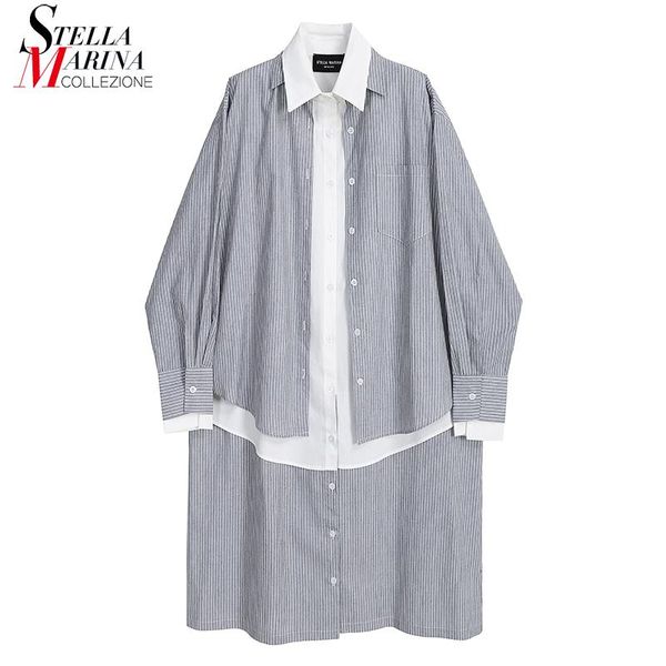 casual dresses * 2021 fake two piece woman gray striped shirt dress plus size straight midi ladies wear loose robe femme 6959, Black;gray
casual dresses * 2021 fake two piece woman gray striped shirt dress plus size straight midi ladies wear loose robe femme 6959, Black;gray