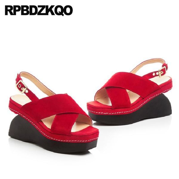 red strap handmade shoes sandals platform women famous genuine leather suede peach wedge slingback pumps open toe high heels dress, Black
red strap handmade shoes sandals platform women famous genuine leather suede peach wedge slingback pumps open toe high heels dress, Black