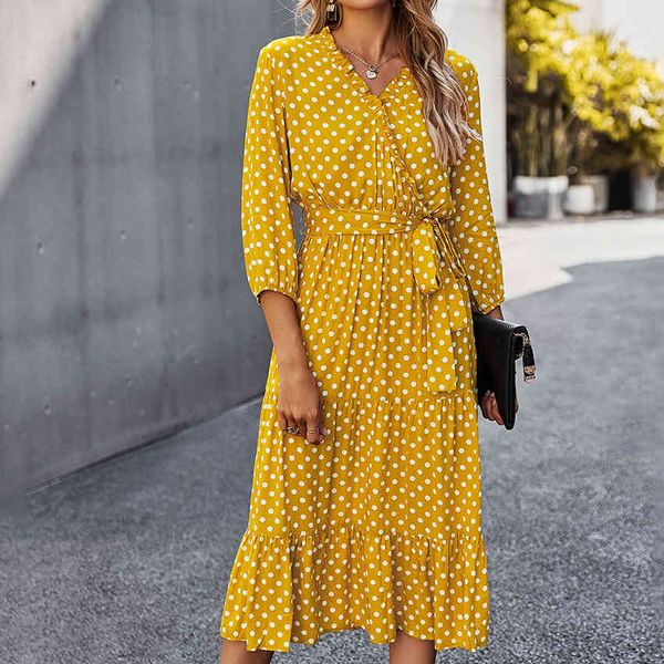 dress 3/4 sleeve ruffles bohemian women classic polka dots print spring summer yellow party es lace up mujer, Black;gray
dress 3/4 sleeve ruffles bohemian women classic polka dots print spring summer yellow party es lace up mujer, Black;gray