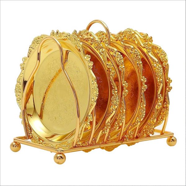 6pcs classical golden cocktail metal coaster kitchen mat table tableware coasters tea trays placemat individual pad dinner plate
6pcs classical golden cocktail metal coaster kitchen mat table tableware coasters tea trays placemat individual pad dinner plate