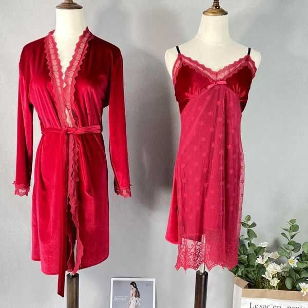 women's sleepwear velour nighty&robe set women lace 2pcs casual kimono gwon v-neck velvet bride wedding robe home dressing gown, Black;red
women's sleepwear velour nighty&robe set women lace 2pcs casual kimono gwon v-neck velvet bride wedding robe home dressing gown, Black;red