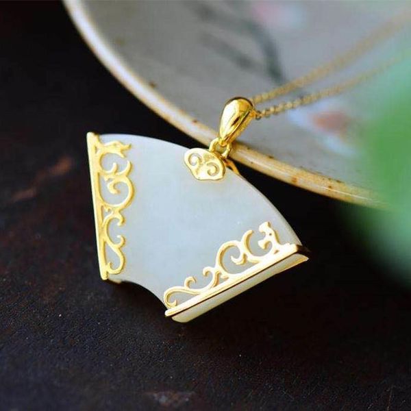 chains silver inlaid natural hetian white jade fan pendant necklace chinese style retro court charm adjustable women's brand jewelry
chains silver inlaid natural hetian white jade fan pendant necklace chinese style retro court charm adjustable women's brand jewelry