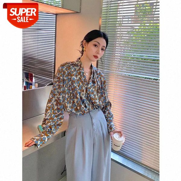design sense niche retro pair pleated printed shirt women's loose #sq6r, White
design sense niche retro pair pleated printed shirt women's loose #sq6r, White