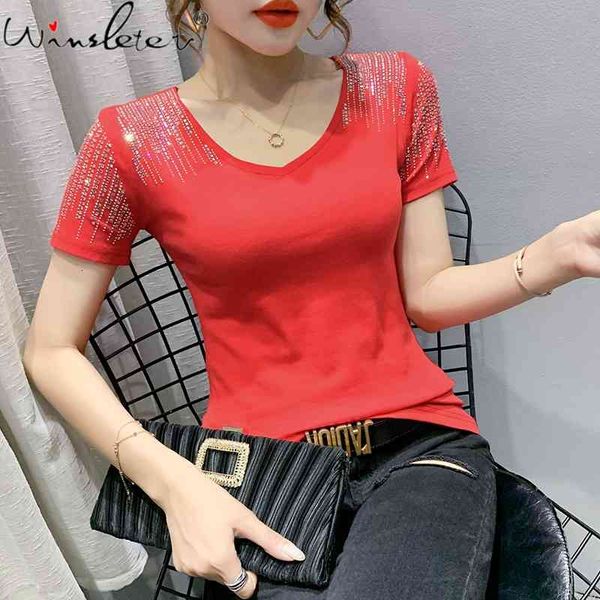 women's t-shirt summer european clothes cotton chic shiny diamonds solid elegant women bottoming shirt tees t14503a 5p1v, White
women's t-shirt summer european clothes cotton chic shiny diamonds solid elegant women bottoming shirt tees t14503a 5p1v, White