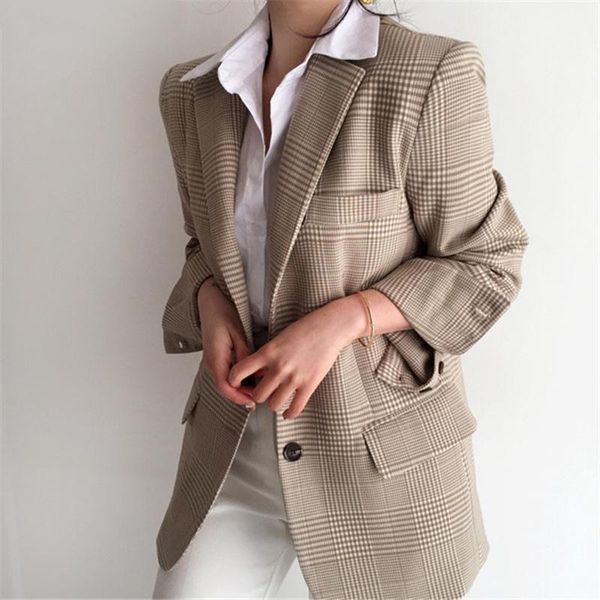 women's suits & blazers autumn winter plaid casual buttons pockets jackets notched vintage fashion wild jk3511, White;black
women's suits & blazers autumn winter plaid casual buttons pockets jackets notched vintage fashion wild jk3511, White;black