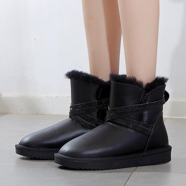 waterproof sheepksin leather shearling wool fur lined short winter boots women ankle snow silver crystal strap, Black
waterproof sheepksin leather shearling wool fur lined short winter boots women ankle snow silver crystal strap, Black