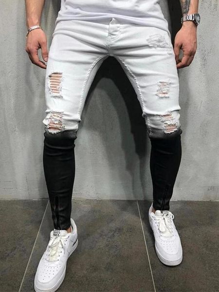 men's jeans gradient black and white fashion skinny stretch ripped male slim fit denim trousers streetwear men, Blue
men's jeans gradient black and white fashion skinny stretch ripped male slim fit denim trousers streetwear men, Blue