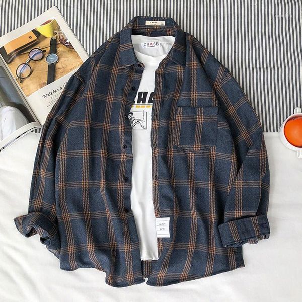 men's casual shirts fashion korean harajuku plaid shirt men long sleeve checkered male 2021 loose lapel printed-button clothing, White;black
men's casual shirts fashion korean harajuku plaid shirt men long sleeve checkered male 2021 loose lapel printed-button clothing, White;black