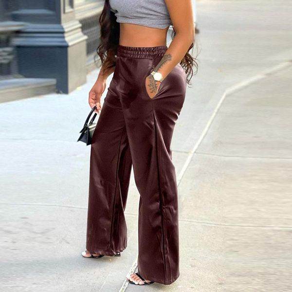 women's pants & capris women streetwear casual elastic waist loose pu leather trousers elegant solid pocket fashion office ladies wide, Black;white
women's pants & capris women streetwear casual elastic waist loose pu leather trousers elegant solid pocket fashion office ladies wide, Black;white
