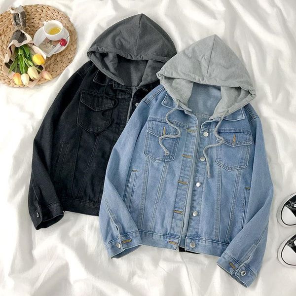 women's jackets long-sleeve jean jacket, casual jacket with removable hood, boyfriend style, loose, long sleeve, korean streetwear, stu, Black;brown
women's jackets long-sleeve jean jacket, casual jacket with removable hood, boyfriend style, loose, long sleeve, korean streetwear, stu, Black;brown