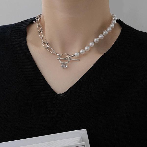 pendant necklaces vsnow temperament asymmetric beaded simulation pearl necklace for women rhinestone toggle clasp chain jewelry, Silver
pendant necklaces vsnow temperament asymmetric beaded simulation pearl necklace for women rhinestone toggle clasp chain jewelry, Silver