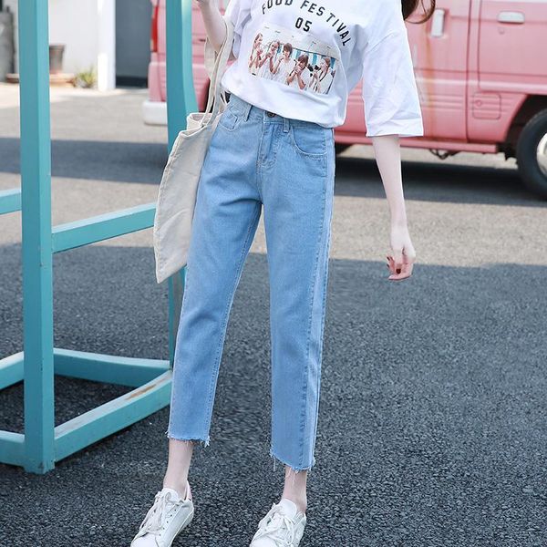 autumn women high waist loose straight dad jeans female denim streetwear cropped trousers lady students slim harem length pants women's, Blue
autumn women high waist loose straight dad jeans female denim streetwear cropped trousers lady students slim harem length pants women's, Blue