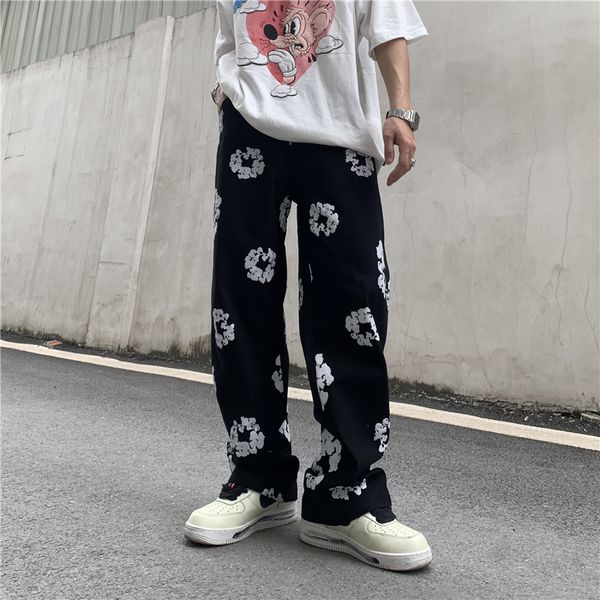 2003full print casual men jeans pants straight patchwork ripped oversize denim trousers, Blue
2003full print casual men jeans pants straight patchwork ripped oversize denim trousers, Blue
