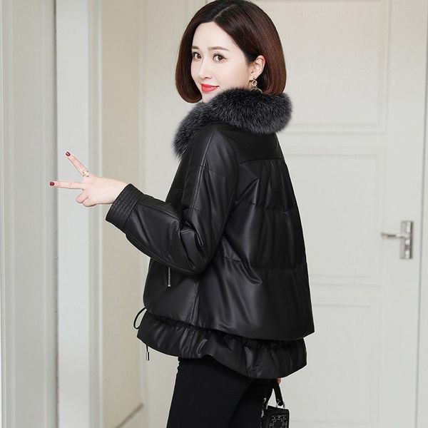 leather fur women's short down jacket haining collar korean coat winter jackets, Black;brown
leather fur women's short down jacket haining collar korean coat winter jackets, Black;brown
