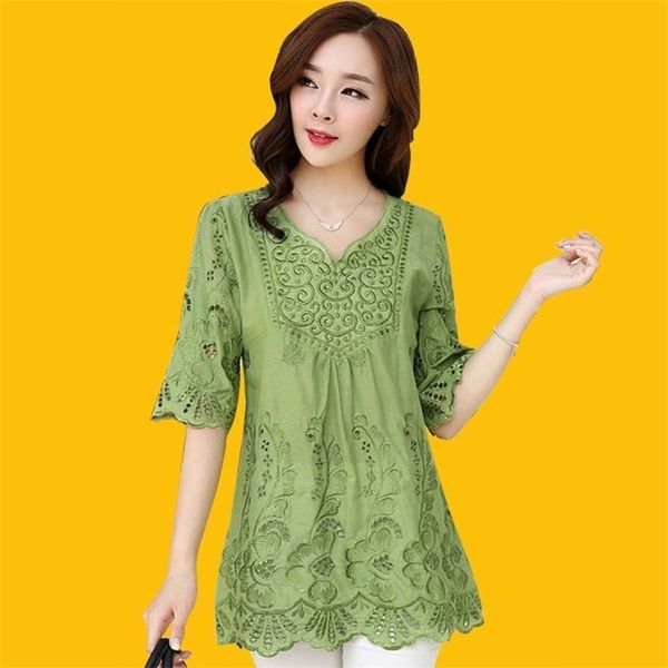 summer women half sleeve loose hollow out embroidery shirts 100% cotton vintage v-neck blouses femme plus size m93 210512, White
summer women half sleeve loose hollow out embroidery shirts 100% cotton vintage v-neck blouses femme plus size m93 210512, White