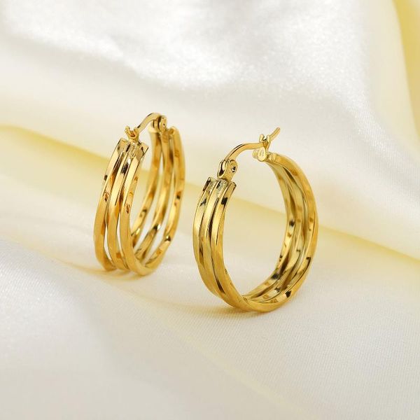 hoop & huggie 18k gold plated stainless steel statement earrings for women three layered wavy patten chunky jewelry, Golden;silver
hoop & huggie 18k gold plated stainless steel statement earrings for women three layered wavy patten chunky jewelry, Golden;silver