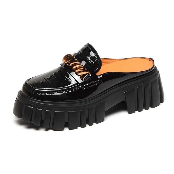 cow patent leather round toe high heels metal fasteners modern classic british school thick bottom women sandals l20, Black
cow patent leather round toe high heels metal fasteners modern classic british school thick bottom women sandals l20, Black
