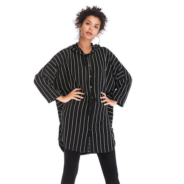 women's jackets 2021 fashion black white striped single-breasted hooded jacket women loose lotus leaf side blouse d203, Black;brown
women's jackets 2021 fashion black white striped single-breasted hooded jacket women loose lotus leaf side blouse d203, Black;brown