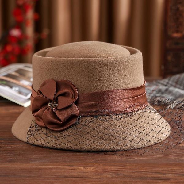 berets 2021 winter grade elegant lady party fet fedora pork pie cloche hat woman flower viel 100% australia wool hats, Blue;gray
berets 2021 winter grade elegant lady party fet fedora pork pie cloche hat woman flower viel 100% australia wool hats, Blue;gray