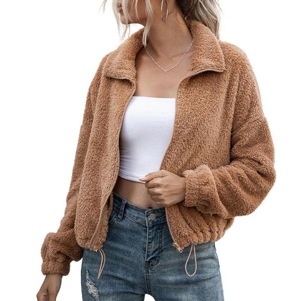 women's jackets winter coat women lapel collar double-side fleece drawstring loose short solid color autumn coats, Black;brown
women's jackets winter coat women lapel collar double-side fleece drawstring loose short solid color autumn coats, Black;brown