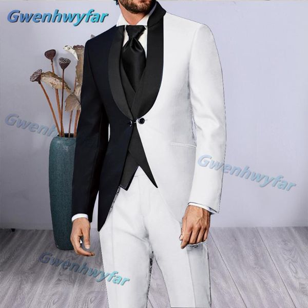 gwenhwyfar elegant 2021 costume homme stand collar black white dinner party groom wear men wedding suits for prom tuxedo men's & blazer, White;black
gwenhwyfar elegant 2021 costume homme stand collar black white dinner party groom wear men wedding suits for prom tuxedo men's & blazer, White;black
