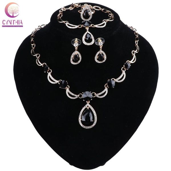earrings & necklace fashion women trendy water drop black crystal pendants ring set bridal jewelry wholesale, Silver
earrings & necklace fashion women trendy water drop black crystal pendants ring set bridal jewelry wholesale, Silver
