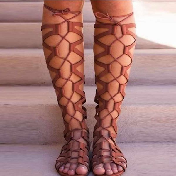 women gladiator lace up hollow out sandals flat summer ladies long boots female open toe fashion plus size shoes, Black
women gladiator lace up hollow out sandals flat summer ladies long boots female open toe fashion plus size shoes, Black