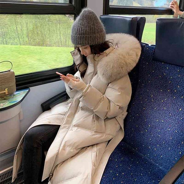 korean version of white duck down 2021 new long over knee, waist closed, large hairy collar jacket for women, Black
korean version of white duck down 2021 new long over knee, waist closed, large hairy collar jacket for women, Black