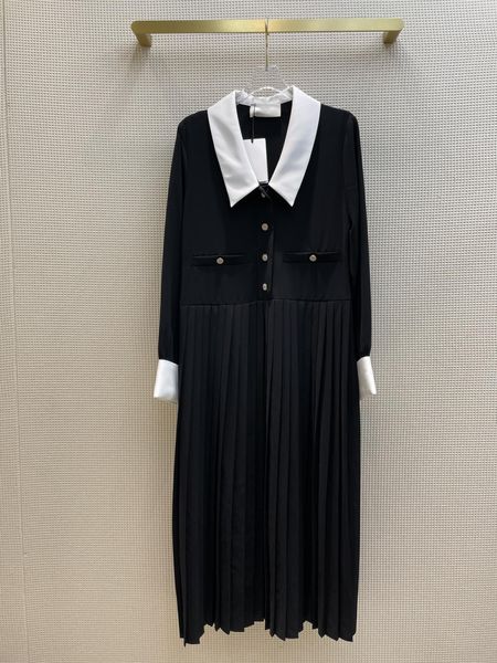 2021 autumn winter fashion milan runway women's dresses lapel neck long sleeve designer dress brand same style dress 1007-12, Black
2021 autumn winter fashion milan runway women's dresses lapel neck long sleeve designer dress brand same style dress 1007-12, Black