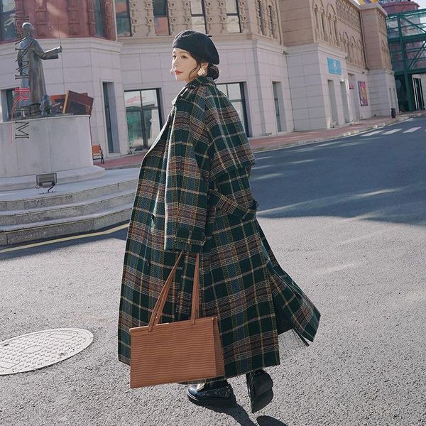 women's wool & blends lanmrem green plaid british style over knee all-match fashion warm single-breasted winter woolen coat for women 2, Black
women's wool & blends lanmrem green plaid british style over knee all-match fashion warm single-breasted winter woolen coat for women 2, Black