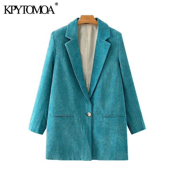 women fashion single button corduroy blazers coat vintage long sleeve pockets female outerwear chic 210421, White;black
women fashion single button corduroy blazers coat vintage long sleeve pockets female outerwear chic 210421, White;black