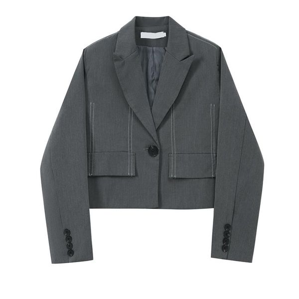 women's suits & blazers short blazer jacket 2021 autumn grey single button v-neck pocket streetwear coat female korean casual crop oute, White;black
women's suits & blazers short blazer jacket 2021 autumn grey single button v-neck pocket streetwear coat female korean casual crop oute, White;black