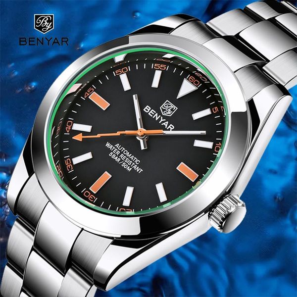 wristwatches benyar luxury military shockproof men self-winding stainless steel watch business mechanical diving blue luminous, Slivery;brown
wristwatches benyar luxury military shockproof men self-winding stainless steel watch business mechanical diving blue luminous, Slivery;brown