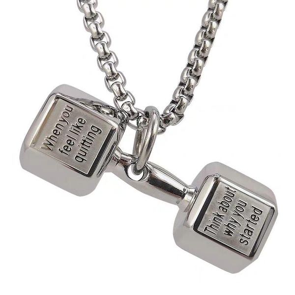 chains domineering sports dumbbell bar necklace hipster hip-hop street titanium steel pendant personalized fashion jewelry, Silver
chains domineering sports dumbbell bar necklace hipster hip-hop street titanium steel pendant personalized fashion jewelry, Silver