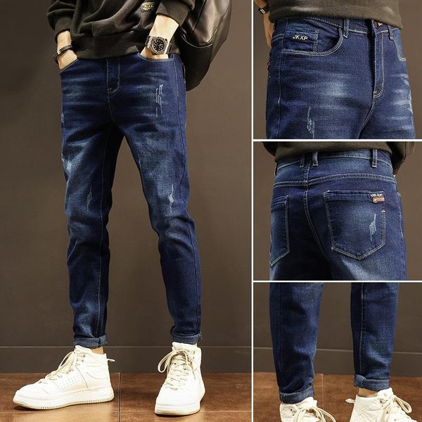 men's jeans mens slim-fit small-foot casual cat-whisker pants men clothing goth clothes designer for, Blue
men's jeans mens slim-fit small-foot casual cat-whisker pants men clothing goth clothes designer for, Blue