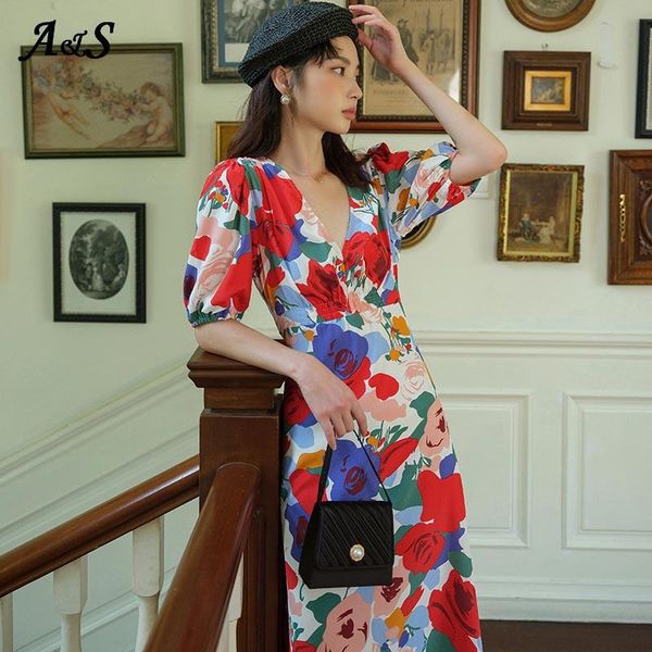 casual dresses anbenser floral print maxi dress women summer v neck long female vintage puff sleeves elegant french sundress mujer, Black;gray
casual dresses anbenser floral print maxi dress women summer v neck long female vintage puff sleeves elegant french sundress mujer, Black;gray