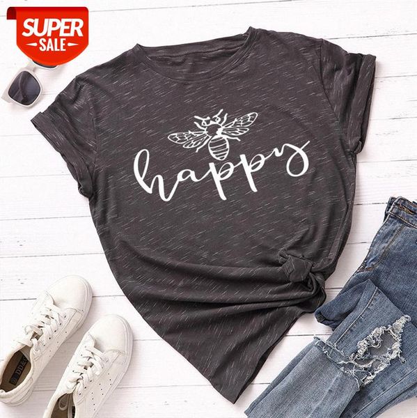 spot european and american women's loose round neck bee happy short-sleeved cotton t-shirt women #ua94, White
spot european and american women's loose round neck bee happy short-sleeved cotton t-shirt women #ua94, White