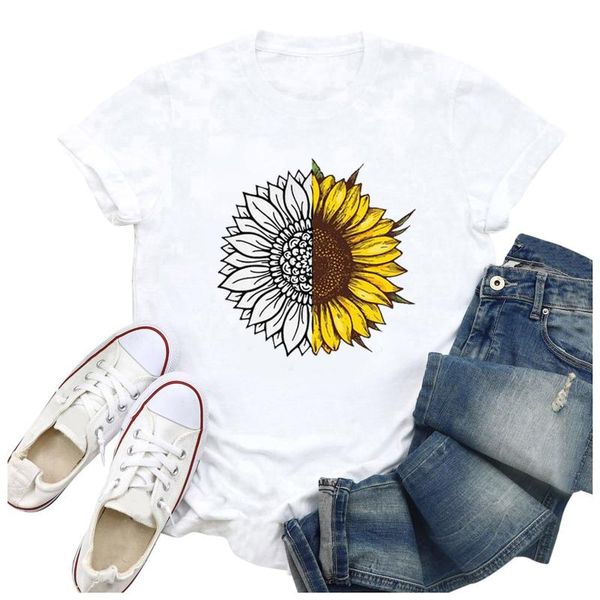 women's t-shirt women casual tshirt loose o neck short sleeve harajuku t shirt sunflower print femal blouse kawaii camisetas mujer, White
women's t-shirt women casual tshirt loose o neck short sleeve harajuku t shirt sunflower print femal blouse kawaii camisetas mujer, White