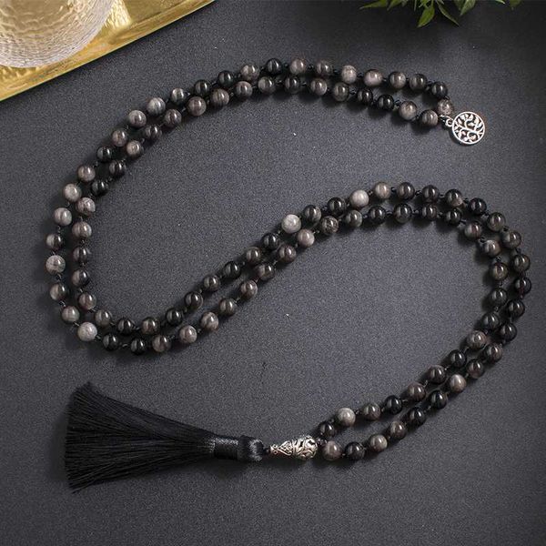 pendant necklaces 8mm natural silver obsidian beaded knotted mala necklace 108 japamala meditation yoga rosary jewelry with tree of life
pendant necklaces 8mm natural silver obsidian beaded knotted mala necklace 108 japamala meditation yoga rosary jewelry with tree of life