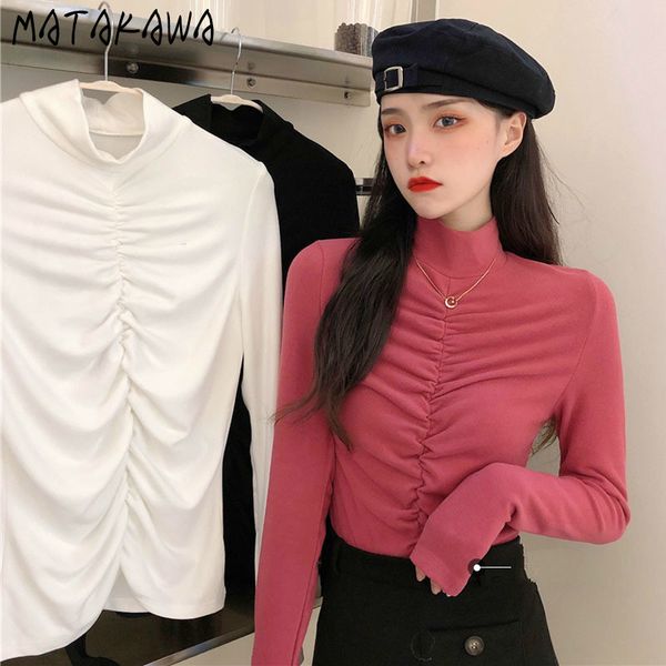 matakawa pleated long-sleeved shirt women turtleneck thick warm bottoming shirt solid color women fashion clothing 210513, White
matakawa pleated long-sleeved shirt women turtleneck thick warm bottoming shirt solid color women fashion clothing 210513, White