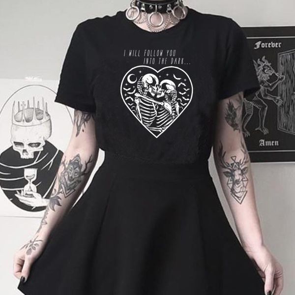 skeleton kiss black gothic t-shirt women punk streetwear grunge goth tshirt short sleeve o-neck tees tumblr shirt halloween women's, White
skeleton kiss black gothic t-shirt women punk streetwear grunge goth tshirt short sleeve o-neck tees tumblr shirt halloween women's, White