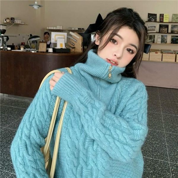 women's sweaters 2021 women autumn winter elegant jumpers female loose zipper turtleneck long sleeve knit pullover lady casual solid sw, White;black
women's sweaters 2021 women autumn winter elegant jumpers female loose zipper turtleneck long sleeve knit pullover lady casual solid sw, White;black