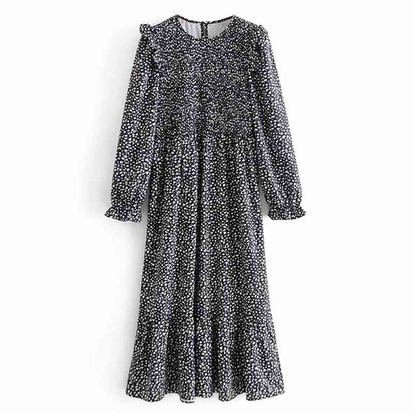 women spring autumn vintage dress long sleeve elastic waist floral print ruffles female elegant o-neck dresses vestidos 210513, Black;gray
women spring autumn vintage dress long sleeve elastic waist floral print ruffles female elegant o-neck dresses vestidos 210513, Black;gray