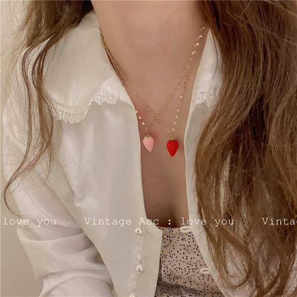 pendant necklaces korea sweet strawberry cute fruit necklace for women's fashion cuban fine jewelry 2021 trend, Silver
pendant necklaces korea sweet strawberry cute fruit necklace for women's fashion cuban fine jewelry 2021 trend, Silver