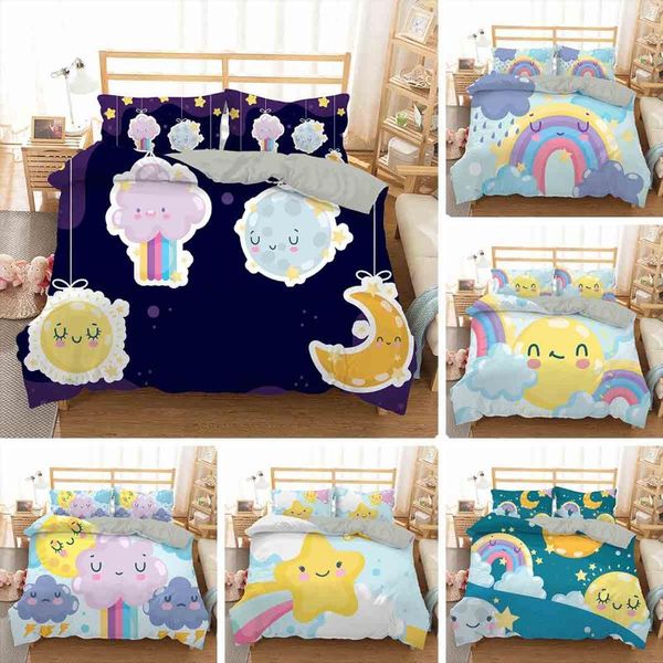 bedding sets 3d cartoon moon and star printed set rainbow sky duvet cover 240x220 king twin size quilt for children girls
bedding sets 3d cartoon moon and star printed set rainbow sky duvet cover 240x220 king twin size quilt for children girls