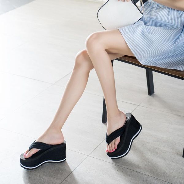 slippers fashion summer beach women platform flip flops med wedges outdoor solid casual ladies shoes, Black
slippers fashion summer beach women platform flip flops med wedges outdoor solid casual ladies shoes, Black