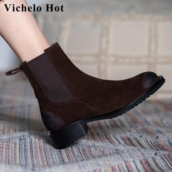 boots vichelo cow suede daily wear winter shoes women round toe med heel slip on comfortable maiden ankle l75, Black
boots vichelo cow suede daily wear winter shoes women round toe med heel slip on comfortable maiden ankle l75, Black