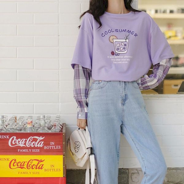 long-sleeved fake two-piece iris purple t-shirt womens 2021 autumn new korean version loose printing all-match student ins, White
long-sleeved fake two-piece iris purple t-shirt womens 2021 autumn new korean version loose printing all-match student ins, White